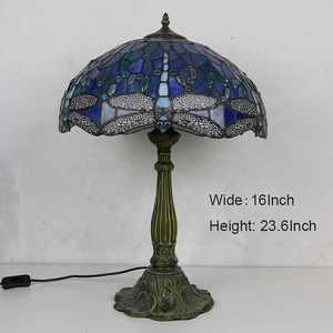 LongHuiJing Tiffany stile lampada da tavolo blu libellula design antico fatto a mano da 16 pollici paralume adatto <span class=keywords><strong>per</strong></span> soggiorno camera da letto - Product Image 2