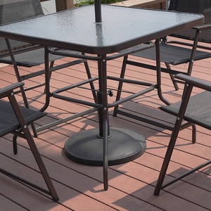 L 2.2m parasol Bán Buôn Đồ Gỗ Ngoài Trời loạt vườn không thấm nước bàn ghế thiết lập Patio khung kim loại teslin ghế Kit Preto - Product Image 5