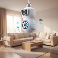 Caméra Ampoule Intelligente Double Capteur CMOS 2MP E27 WiFi Sans Fil Sécurité Grand Angle 180° Vision Nocturne Couleur Surveillance Domestique Cloud