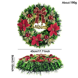 Guirlande <span class=keywords><strong>de</strong></span> Noël haut <span class=keywords><strong>de</strong></span> gamme avec nœuds floqués scintillants, fleurs <span class=keywords><strong>de</strong></span> Poinsettia et boules décoratives pour fenêtre et porte - Product Image 5