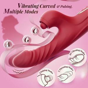 4 in 1 elettrico divertente vibratore pulsante giocattoli per adulti telescopico Dildo rotazione lingua leccare coniglio vibratore giocattolo del sesso per le donne - Product Image 3