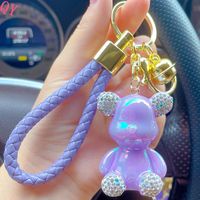 Peluche ours en peluche très populaire avec porte‑clés en diamant, pendentif créatif, porte‑clés tendance, cadeau, accessoire