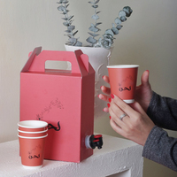 Contenant écologique en carton pour boissons de restaurant, 96 oz (1L), avec support pour gobelet, pour café, thé, lait, à emporter, avec robinet