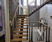 Prima moderne américain en bois massif flottant escaliers Invisible Stringer pour intérieur décoratif maison salon appartement escaliers