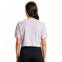 Camiseta Deportiva Corta de Manga Media para Mujer, Transpirable, de Algodón Suave, para Verano, con Logotipo Personalizado, de Alta Calidad, Corte Holgado