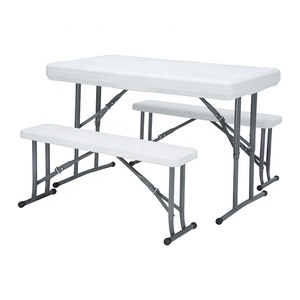 Vente directe d'usine, ensemble de table et de bancs pliants en plastique pour pique-nique en plein air, cour, fête, salle à manger, brasserie, pour événements - Product Image 1