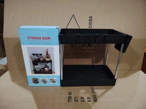 2-Tier under Sink <strong>Organizer</strong> with Hooks for Bathroom Storage Black Plastic Shelf and <strong>Bath</strong> Collection Baskets - Product Image 6