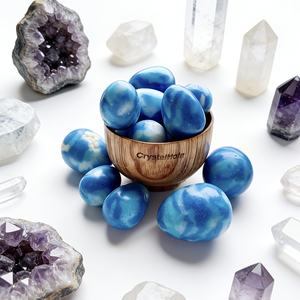 Vente en gros de pierres d'énergie en cristal d'œuf de Larimar artificiel poli de haute qualité, tendance mode, idéal pour offrir, emballage sécurisé, Crystalhola - Product Image 2