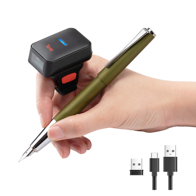 Tera 1D Wireless Mini Wearable Ring CCD Barcode Scanner Compatible with Bluetooth, Vibration Alert Model HW0011
