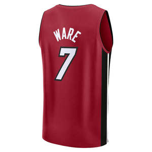 Camiseta de baloncesto para hombres jóvenes Miami #7 Kel'el Ware-Uniforme cosido bordado Edición de ciudad Ropa deportiva con logotipos - Product Image 3