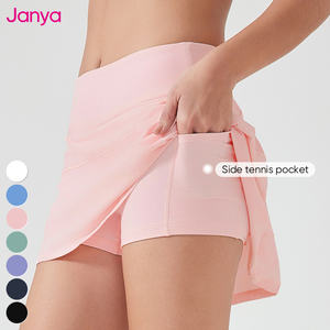 Janya女式二合一健身运动服透气快干高尔夫瑜伽裙迷你百褶网球裙带安全短裤 - Product Image 1