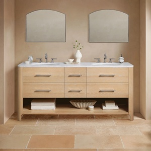 <span class=keywords><strong>Mobile</strong></span> <span class=keywords><strong>Bagno</strong></span> Doppio Elite American Vintage, Lavabo con Top in Marmo Carrara e 6 Cassetti, Suite Artigianale in Rovere Invecchiato - Product Image 2