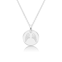 Venta al por mayor de collar de acero inoxidable joyería 18K chapado en oro colgante collar personalizado moneda grabada collar de ala de Ángel para las mujeres
