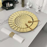 Assiettes rondes en plastique dorées de 13 pouces, écologiques, pour assiettes de dîner, mariage, fête