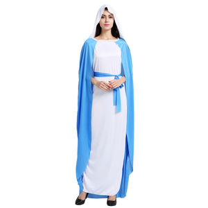 Costume de religieuse bleue Vierge Marie pour femme adulte, robe de cosplay avec cape pour Halloween, costume de cosplay de sœur, tenue de religieuse - Product Image 1