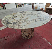 Table à manger en marbre naturel écologique, Calacatta Viola italien, style moderne minimaliste, mobilier en pierre pour villa et hôtel