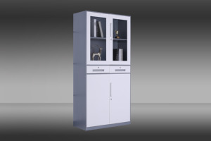 Armoire de classement métallique moderne à 2 tiroirs avec serrure à clé et portes coulissantes pour atelier et entrepôt, usage commercial - Product Image 4