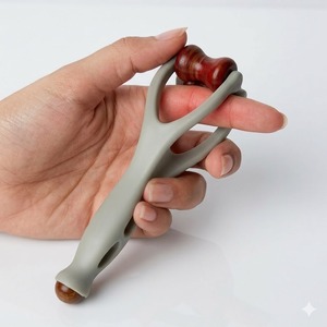 เครื่องนวด<span class=keywords><strong>นิ้ว</strong></span>แบบมือถือ ลูกกลิ้งคู่ หินสีแดงธรรมชาติ บรรเทาอาการปวดข้อตามจุดฝังเข็ม ดีไซน์ตามหลักสรีรศาสตร์ - Product Image 3