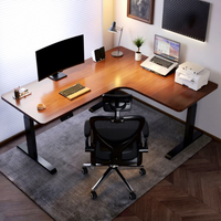 Bureau d'angle réglable en hauteur, poste de travail en bois durable en forme de L, bureau d'ordinateur pour la maison ou le bureau