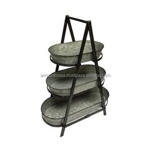 Luxury Hot Selling Kitchen Accessories Galvanized Metal Rack Dessert <b>Tray</b> Serving <b>Tray</b> Afternoon <b>Tea</b> <b>Tray</b> - Product Image 1