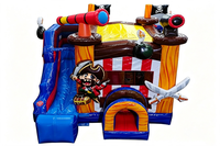 Structure gonflable commerciale sur le thème des pirates avec toboggan aquatique, taille personnalisable disponible
