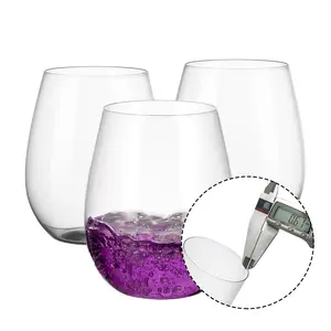 Samlife 18oz Custom Logo Wide Base Glassware Super Ultra Thin Rimmed Stemless Red Wine Glasses Set