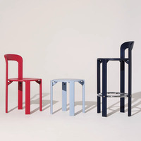 Tabourets de bar hauts de comptoir de bar de cuisine moderne commerciale en bois de style français à dossier court