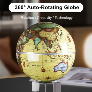 Globo Terráqueo Giratorio Automático de 15 cm con Energía Solar, Estilo Antiguo, Base de Cristal, Rotación Silenciosa de 360°, Decoración de Escritorio, Geografía - Product Image 5