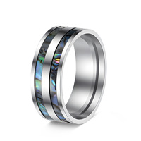 Bijoux en acier inoxydable 8MM, alliances de mariage pour hommes, coquillages colorés, alliances de fiançailles, accessoires de mode pour couples
