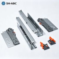 Glissières de tiroir dissimulées à fermeture amortie, télescopiques à 3 sections, quincaillerie de meuble pour table de bureau