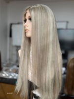 Perruques en cheveux humains SHY, en PU, entièrement en dentelle, pleine densité, bonnet respirant, couleur mélangée avec racine foncée pour femmes souffrant d'alopécie