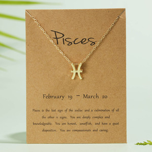 Caliente nuevo estilo de alta calidad chapado en oro plata <span class=keywords><strong>horóscopo</strong></span> astrología encanto 12 signo del zodiaco colgante collar joyería - Product Image 4