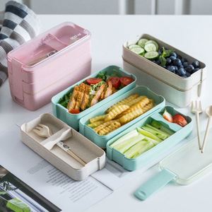 K770 Tragbare Gesunde Material-Lunchbox 900ml 3-Schicht Bento-Box Mikrowellengeeigneter Essensbehälter Aufbewahrungsbox - Product Image 3