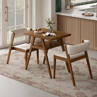 Ensemble de table à manger de style bistrot moderne en bois massif de luxe, 3 pièces, chaises empilables, sièges rembourrés, gain de place pour la cuisine, ZY013