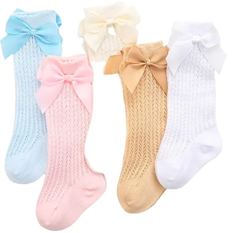 New Baby Girls Ribbon Bow socks Knee High Socks Toddler Newborn Long Stockings Kids Girls Princess Ruffle Socks