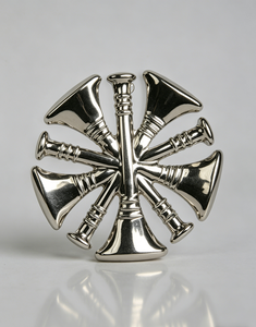 Custom 3D Fire Chief Trumpet Cross / Vintage Bugle Shape Metal Badge Gold/Nickel Plated Zinc Alloy Pin for Souvenir & Uniform - Product Image 4