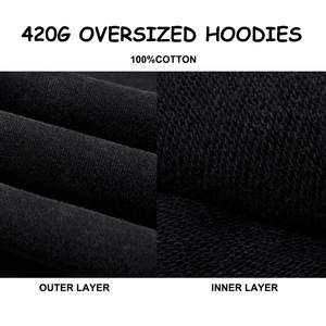 Wholesale 420 gsm Cotton Hoodies Men Screen Printing Spring Customized Oversized Drop Shoulder Heavyweight Acid Wash Hoodies - Product Image 3