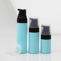Flacon pompe sans air en plastique PP de 15 ml vide pour savon liquide, sérum, soins de la peau, emballage cosmétique transparent givré en forme de cylindre