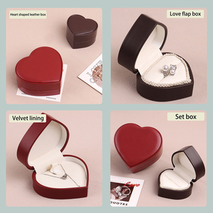 Boîte à bijoux en cuir en forme de cœur à double couleur personnalisée YADAO, doublure en microfibre, boîte à anneaux, boîte à pendentifs, emballage cadeau pour la Saint-Valentin - Product Image 4