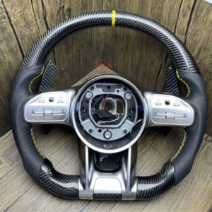 Volant en cuir et fibre de carbone personnalisé pour Benz <span class=keywords><strong>2022</strong></span> Nouveau CLS <span class=keywords><strong>GLE</strong></span> W213 W238 W205 W222 W463 W167 G63 Classe C C63 - Product Image 2