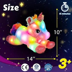 Luces nocturnas coloridas que brillan en la oscuridad Festival de cumpleaños Arco Iris LED Unicornio Peluche Iluminado Animal de peluche - Product Image 6