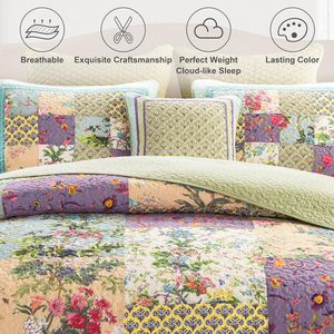 Phong Cách Mỹ Bộ Ga Trải Giường Chắp Vá Trải Giường Bộ 100% Cotton Có Thể Đảo Ngược Chăn Với Gối Shams Hạt Chỉnh Trang - Product Image 2