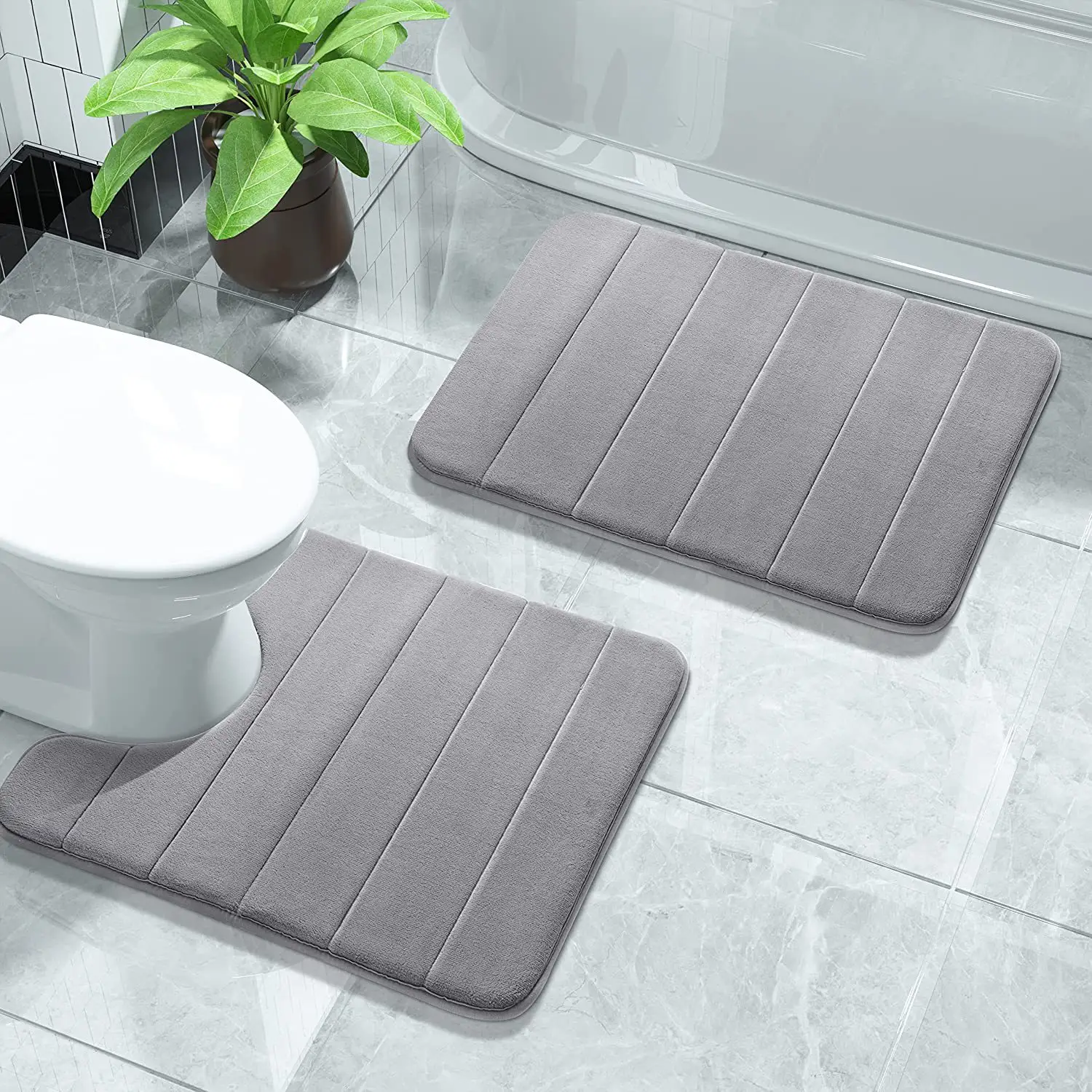 Memory Foam Slow Rebound Badezimmer Fußmatten U-förmige Toiletten matte Set mit 3 Badezimmer Boden teppichen