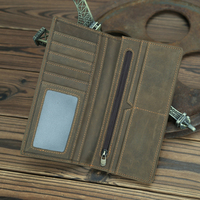 Al1008 Dompet Panjang Pria Kulit Asli Kulit Sapi Klip Uang Klip Kartu Desainer Mewah Dompet Kustom