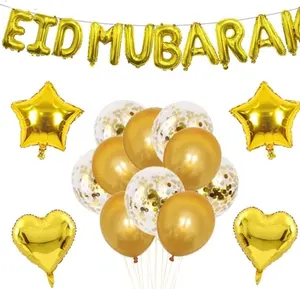 EID MUBARAK-Juego de banderines dorados, decoración festiva para fiesta de Ramadán