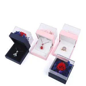 Valentine's Memorial Day Pendant Necklace Gift Box Custom Packaging Flower Jewelry Gift Boxes For Rings