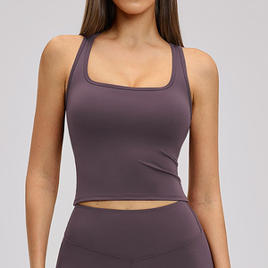 Débardeur de <span class=keywords><strong>sport</strong></span> pour <span class=keywords><strong>femme</strong></span> en Spandex/Nylon brossé, anti-transpiration, séchage rapide, coupe ajustée, pour yoga, course à pied, gym et fitness - Product Image 1