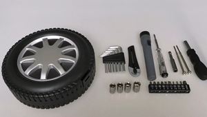 WL 174 Ensemble d'outils de réparation de pneus de voiture et de vélo de haute qualité, 29 pièces, mini, forme de pneu - Product Image 6