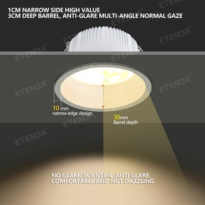 Faretto <span class=keywords><strong>LED</strong></span> da Incasso Anti-Riflesso ETENDA 5w 7w <span class=keywords><strong>10w</strong></span> 12w 15w 30w in Alluminio Rotondo per Soffitto - Product Image 5