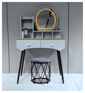 Modern Makeup <b>Vanity</b> Table With <b>Lighted</b> Mirror Storage Desk For Bedroom Furniture - Product Image 1